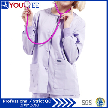 Ropa de trabajo de atención sanitaria personalizada del hospital Warm up Snap Frente Scrub chaqueta (YHS114)
